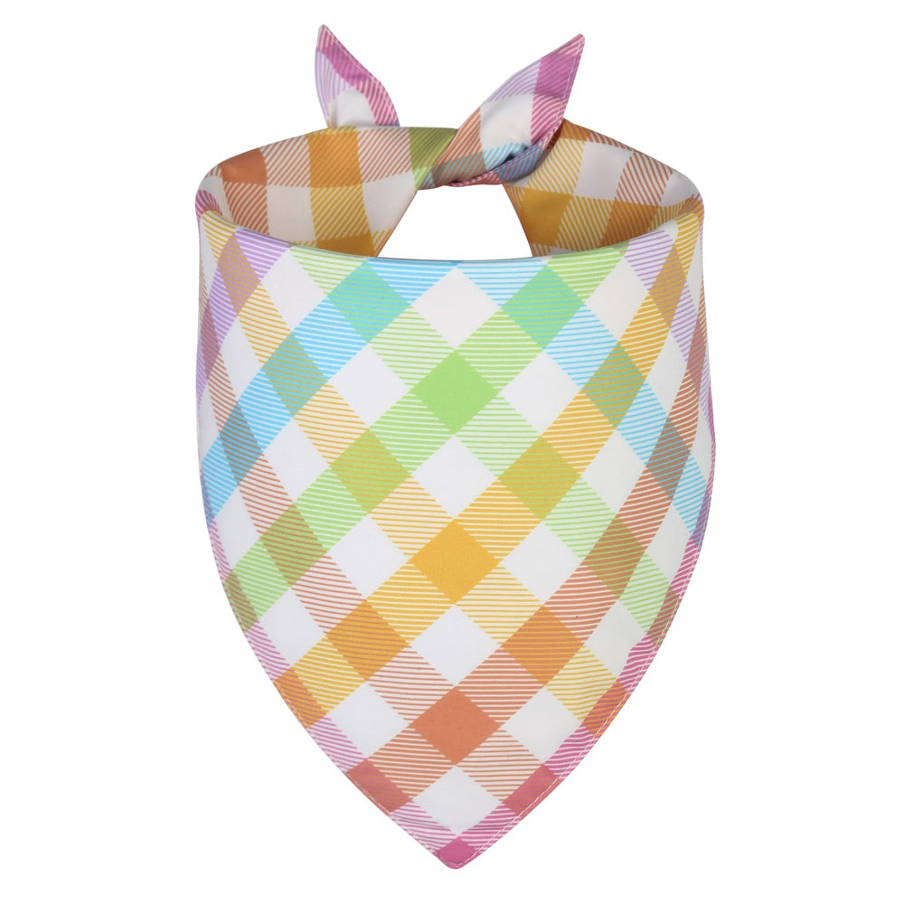 Bandana QUQULE pour chien à carreaux colorés, parfait pour le printemps et Pâques