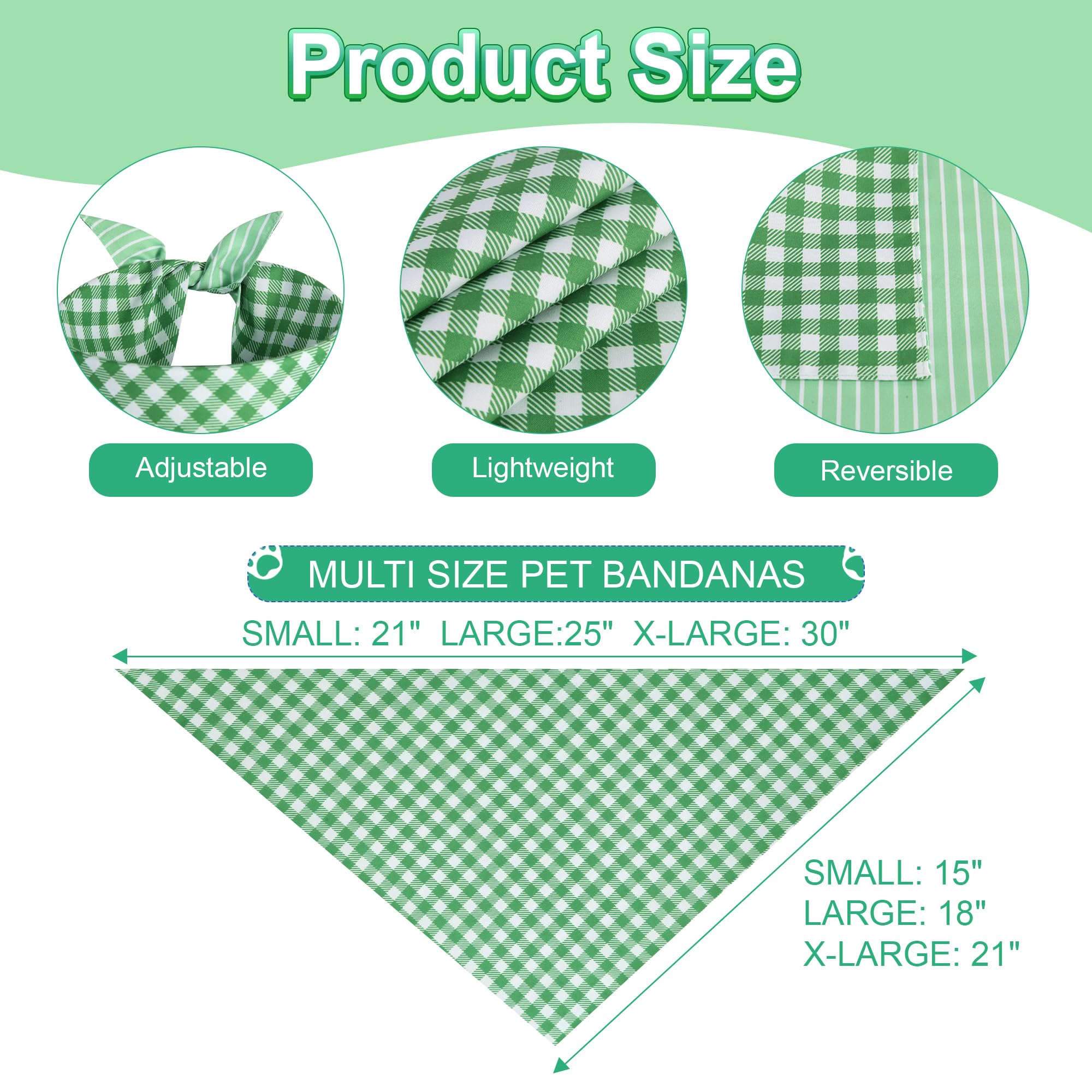 QUQULE bandana chien verte, design double-face pour deux styles