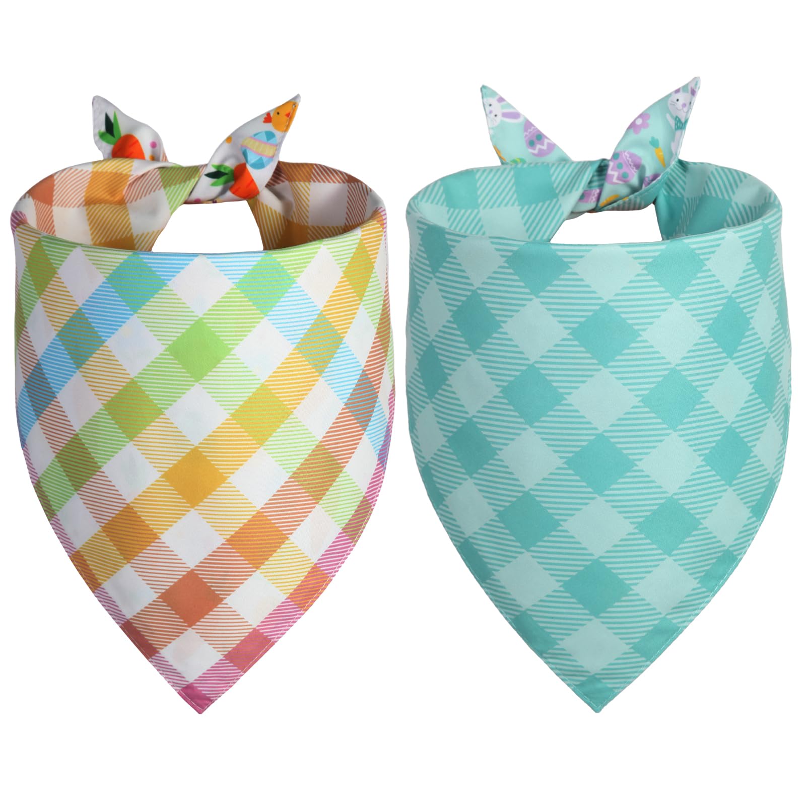 Bandana QUQULE Pâques chien design plaid, style intemporel pour sorties quotidiennes.