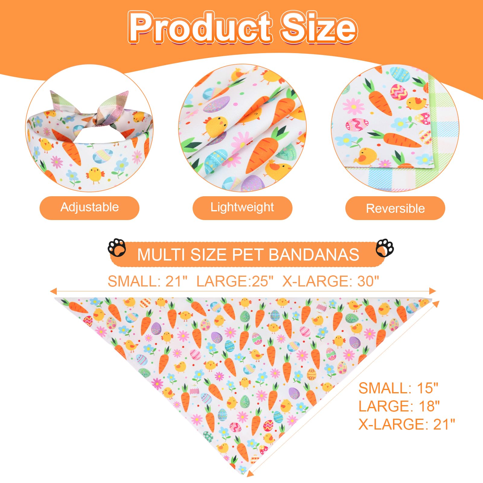 Bandana QUQULE Pâques petit format 15x21, ajuste facilement le cou.