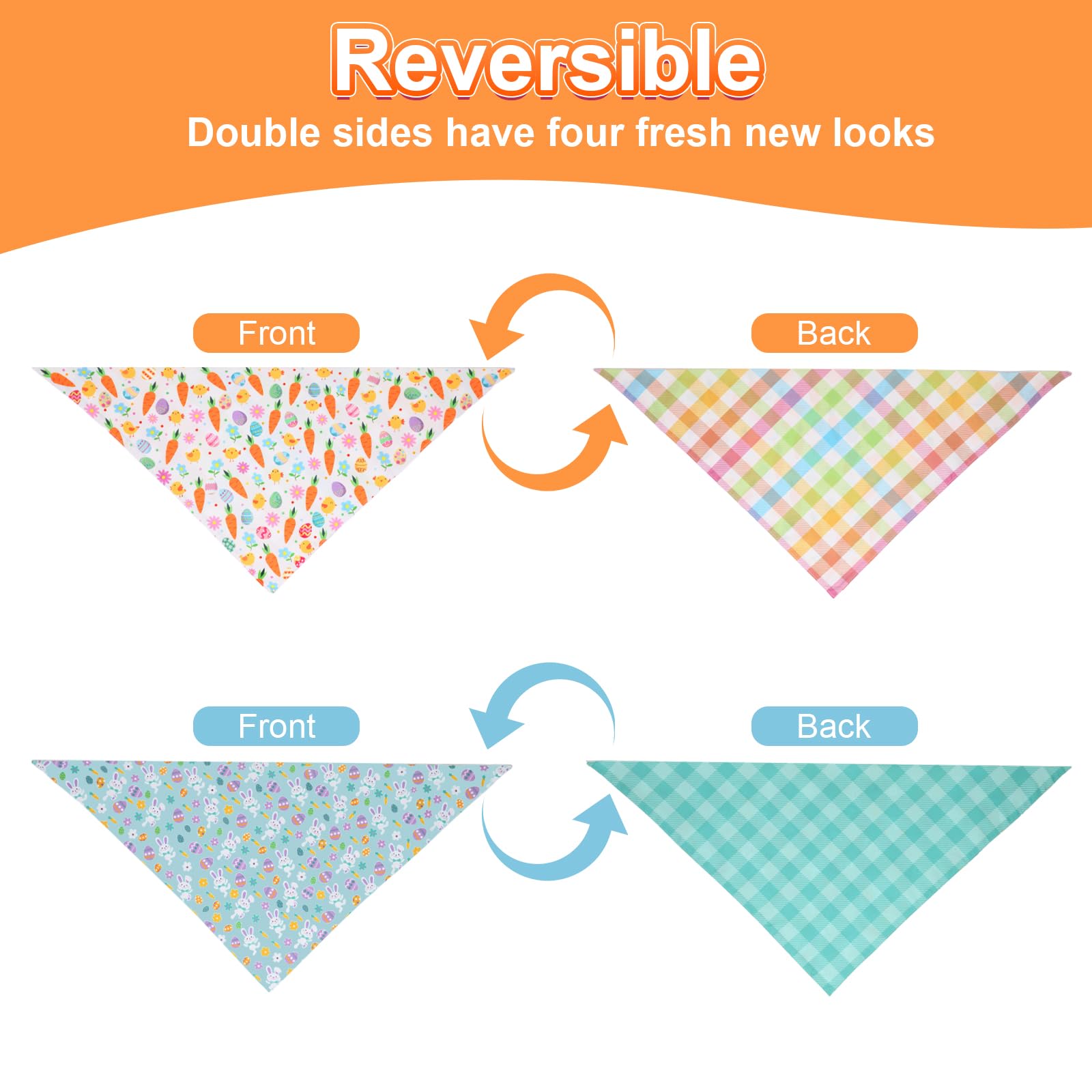 Bandana QUQULE Pâques, facile à laver, prêt pour nouvelles aventures.