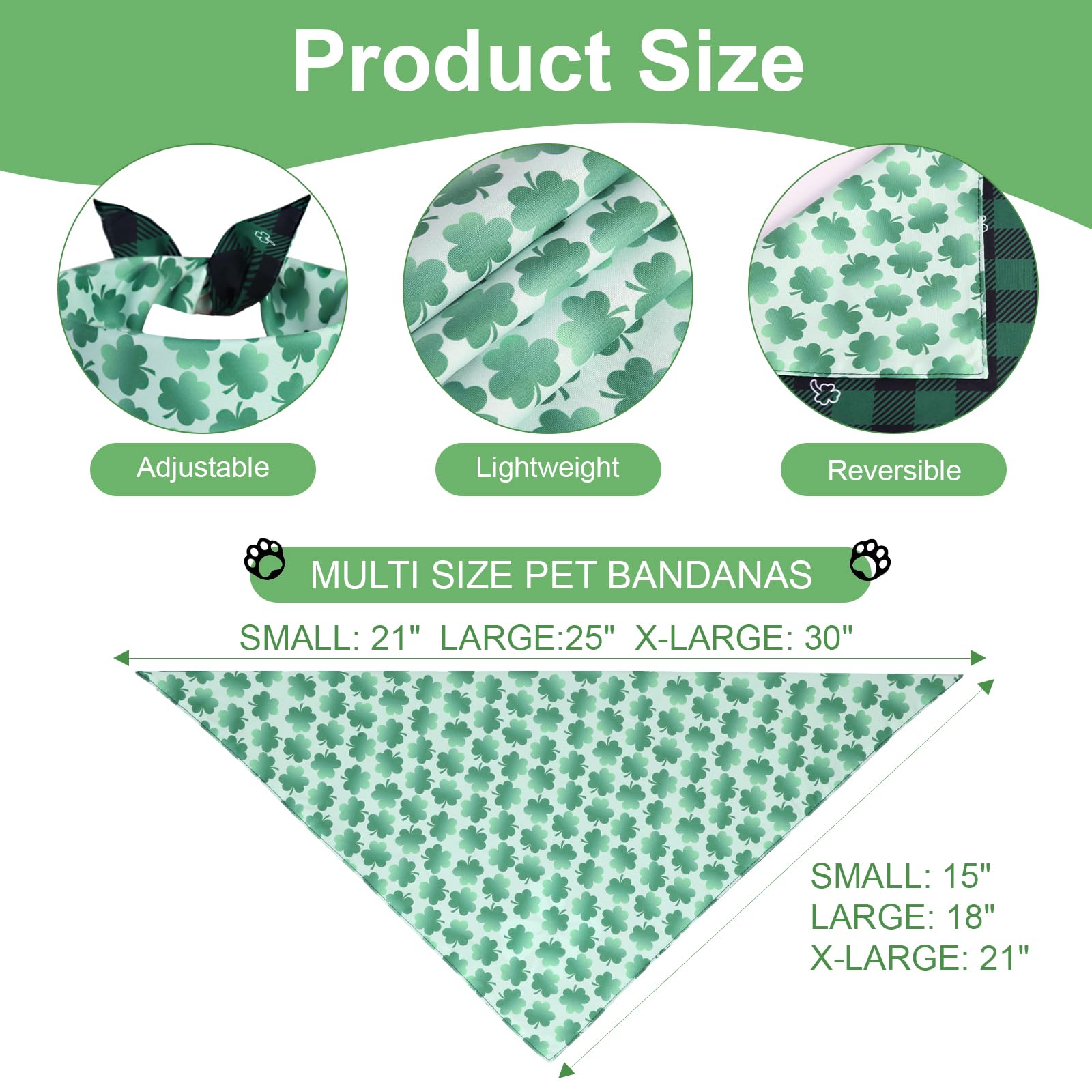Bandana QUQULE Saint-Patrick taille 15x21 cm, petit format pratique