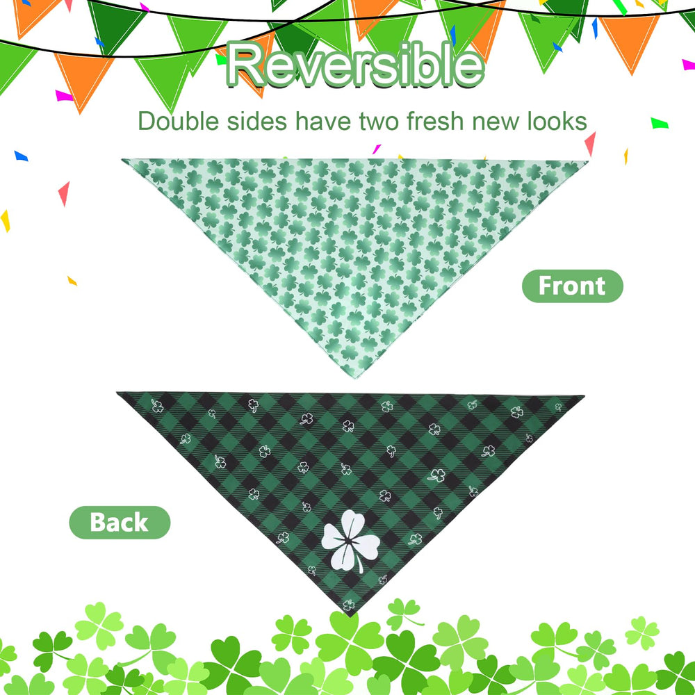QUQULE bandana Saint-Patrick vert grille verso, parfait pour balades et fêtes.