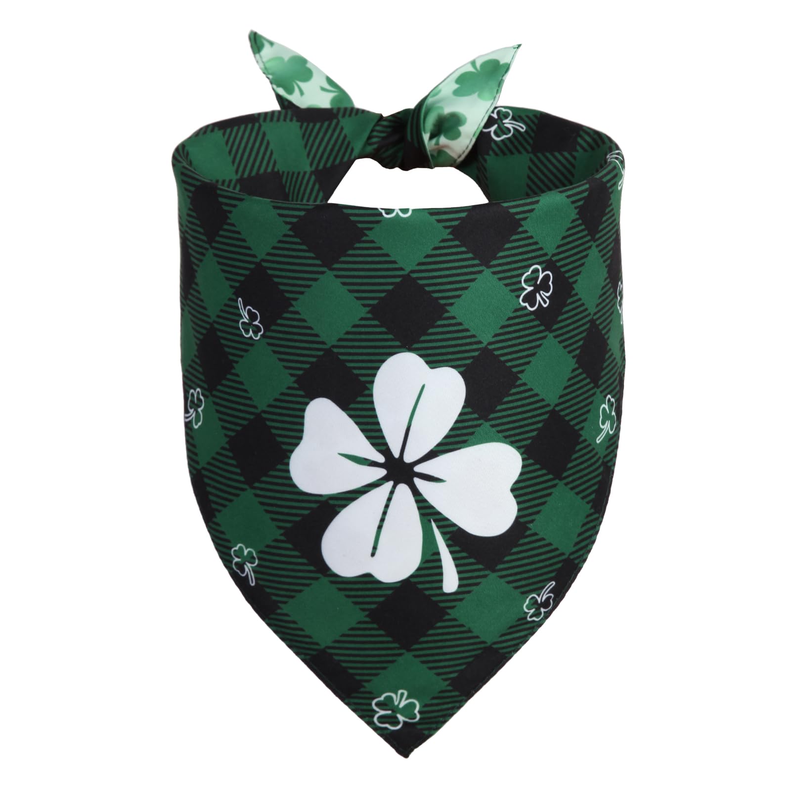 QUQULE bandana Saint-Patrick vert tréfle verso, accessoire coloré et réversible.