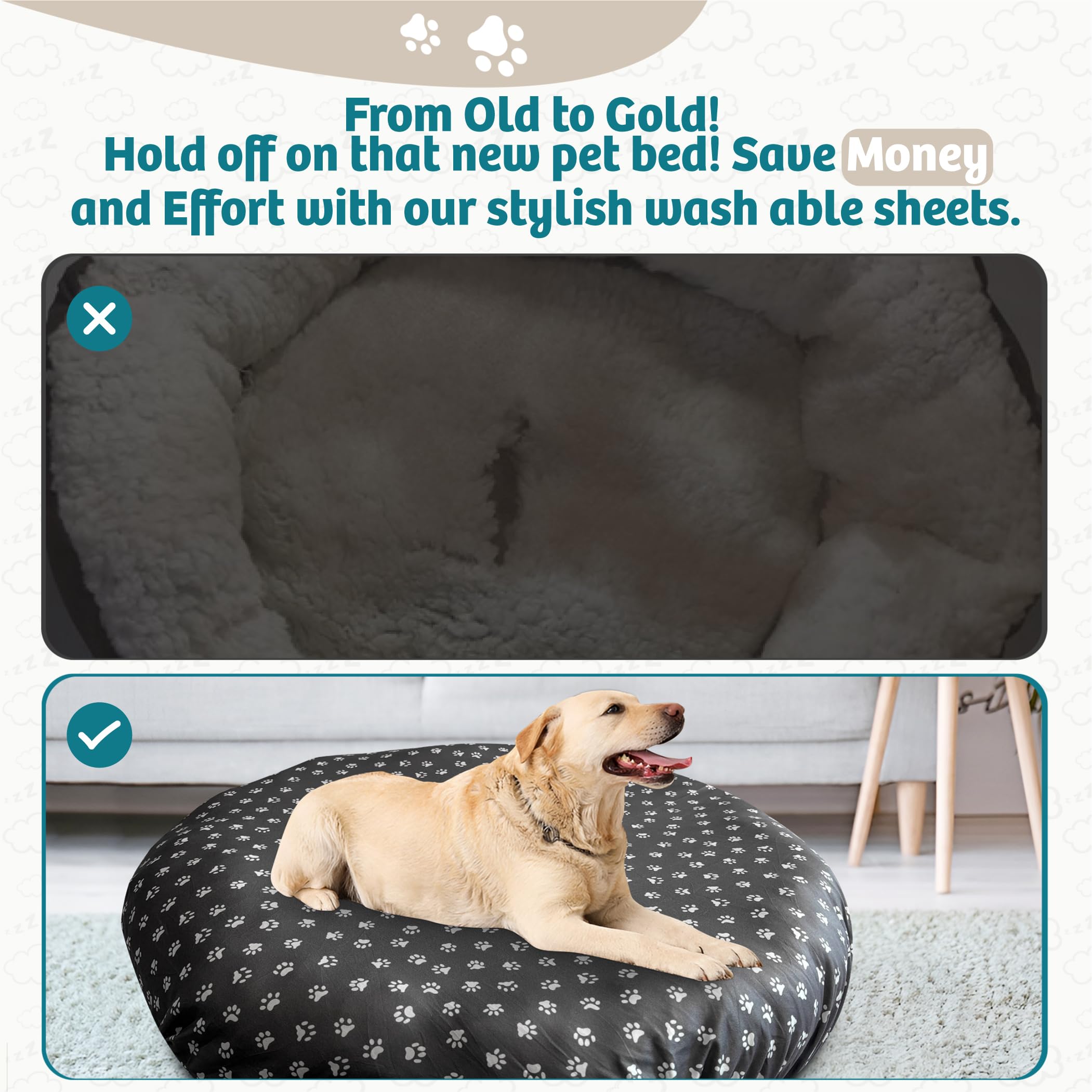 La housse Qwazy Cupcake lit chien motif patte chic pour déco.