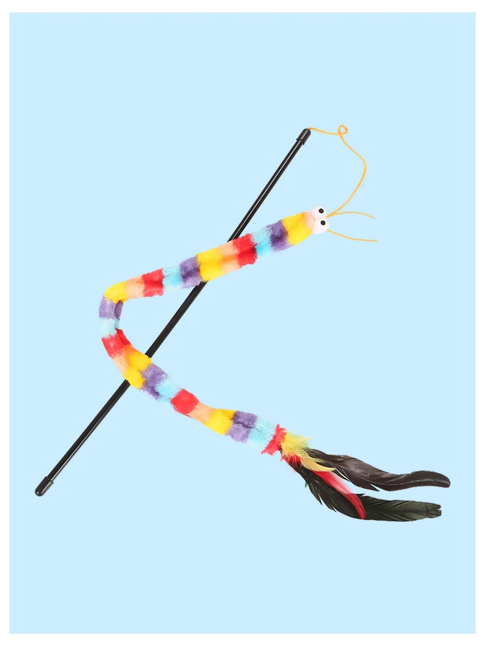 Jouet chat interactif QWINEE avec tige et pompon pour jeu actif.