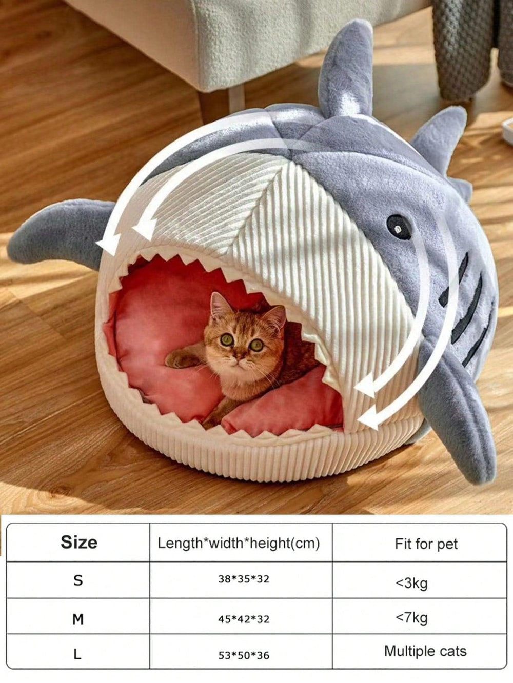 QWINEE Nid-chat Requin bleu, léger et portable, idéal pour voyager avec votre animal.