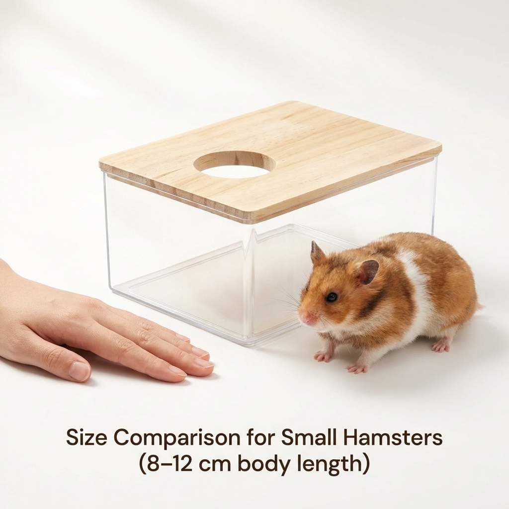 QWORK boîte bain sable hamster, couvercle en bois et nettoyage facilité.