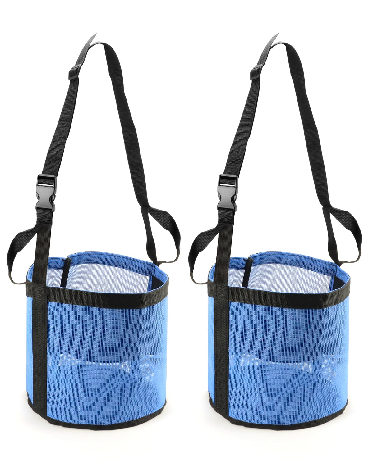 Sac d'alimentation pour cheval QWORK en maille bleue, repas propres et respirants.
