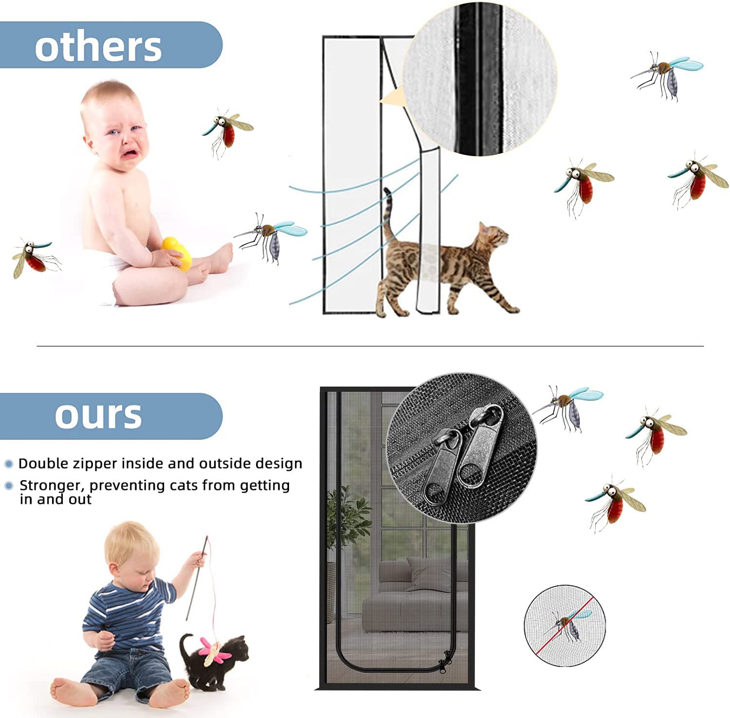 Installation sans outils QWR: pose rapide sur cadre de porte.