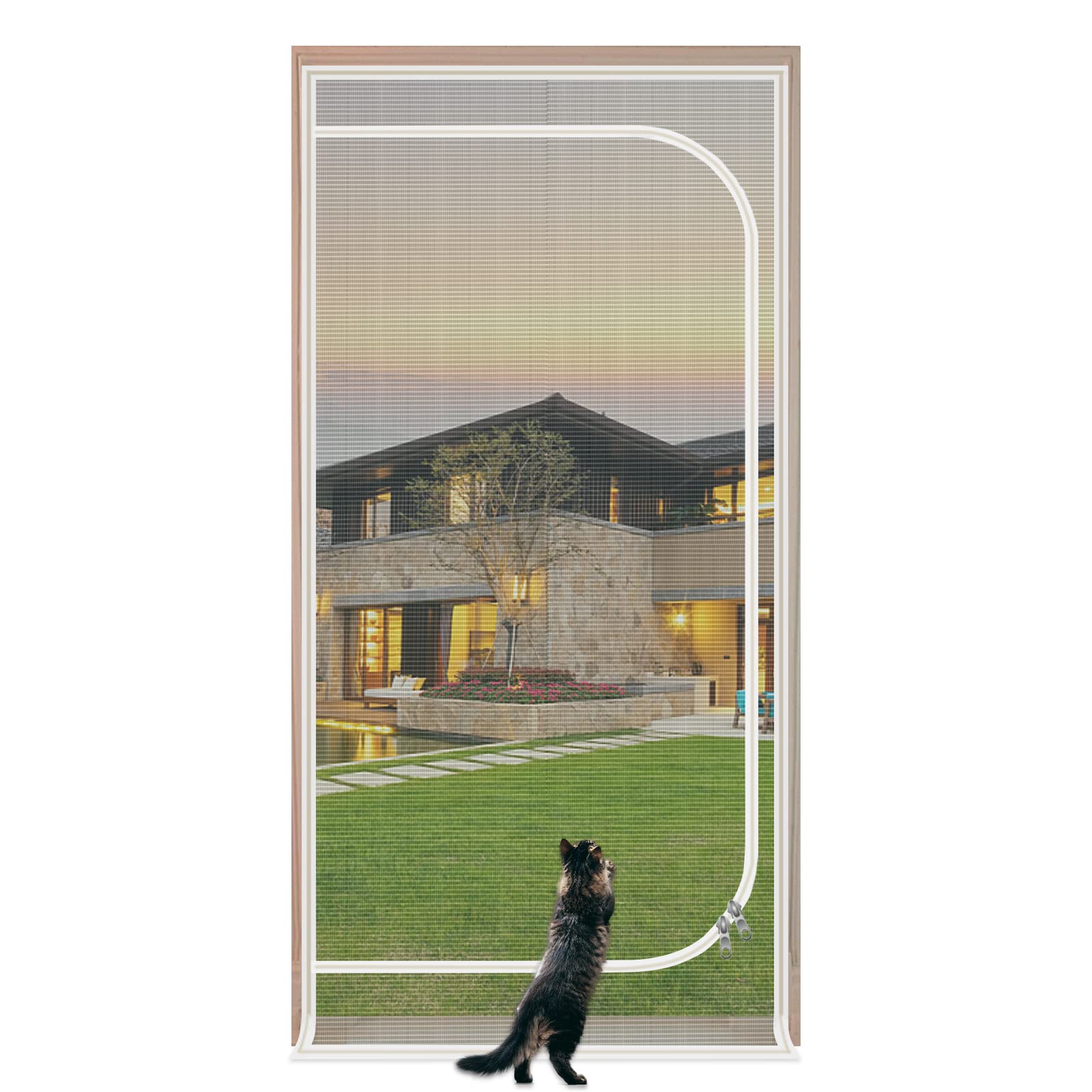 Porte moustiquaire QWR renforcée vue avant, sécurité et aération améliorées.