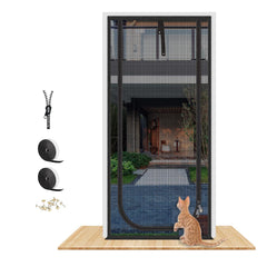 QWR porte-moustiquaire-chat-renforcee en place, ventilation agréable et sécurité.