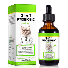 QwsYaay Probiotiques pour chats, bouteille 60 ml, soutien potentiel digestion.