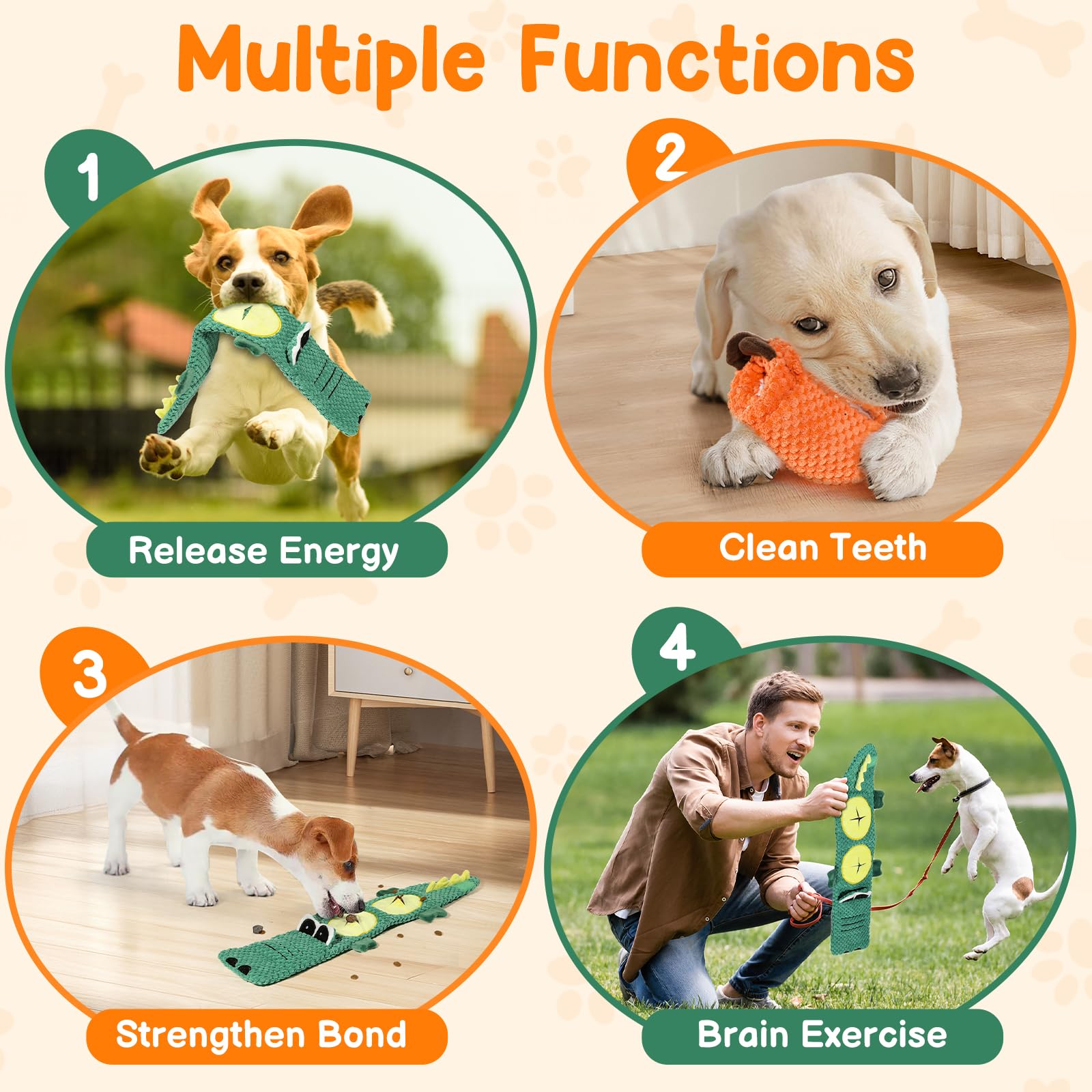 QWYXZZ Jeu Chien Texture Dentition Massage: masse les gencives et nettoie les dents.
