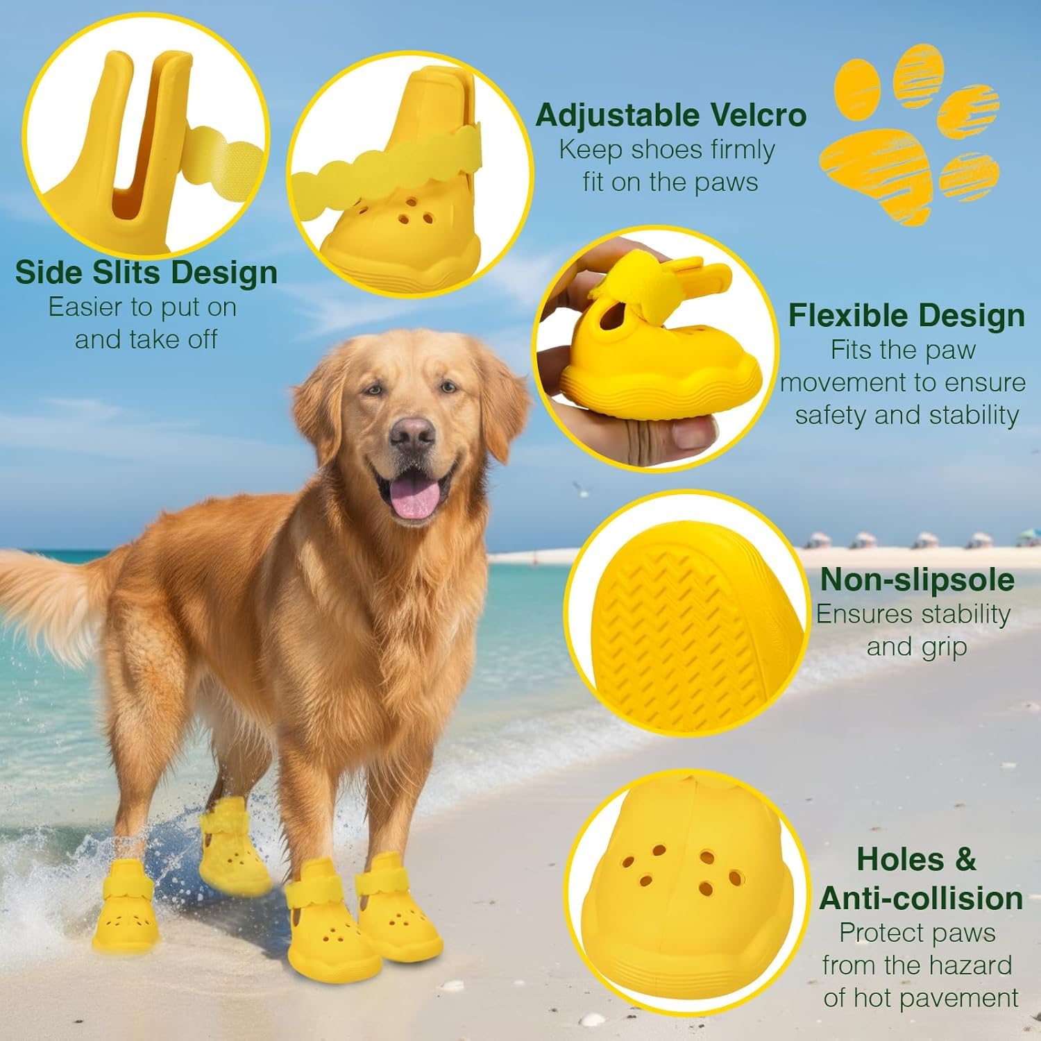 Chaussures QXAPA pour chien avec semelle antidérapante pour l'adhérence sur surfaces mouillées.