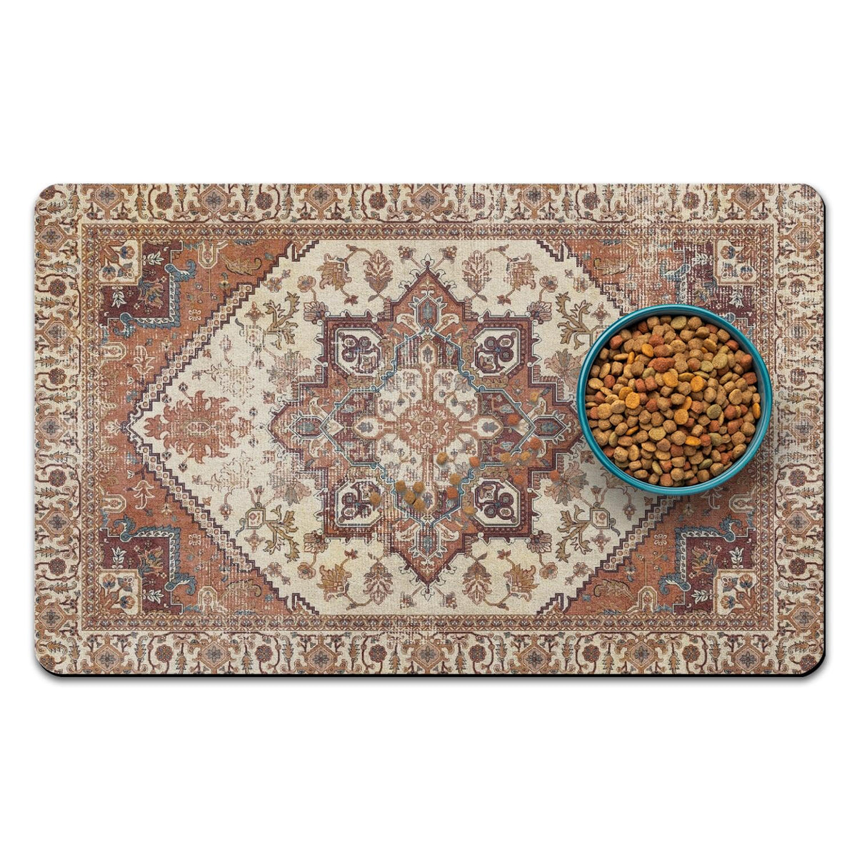 Tapis QXWREL absorbant près des gamelles, séchage rapide et propreté simplifiée.