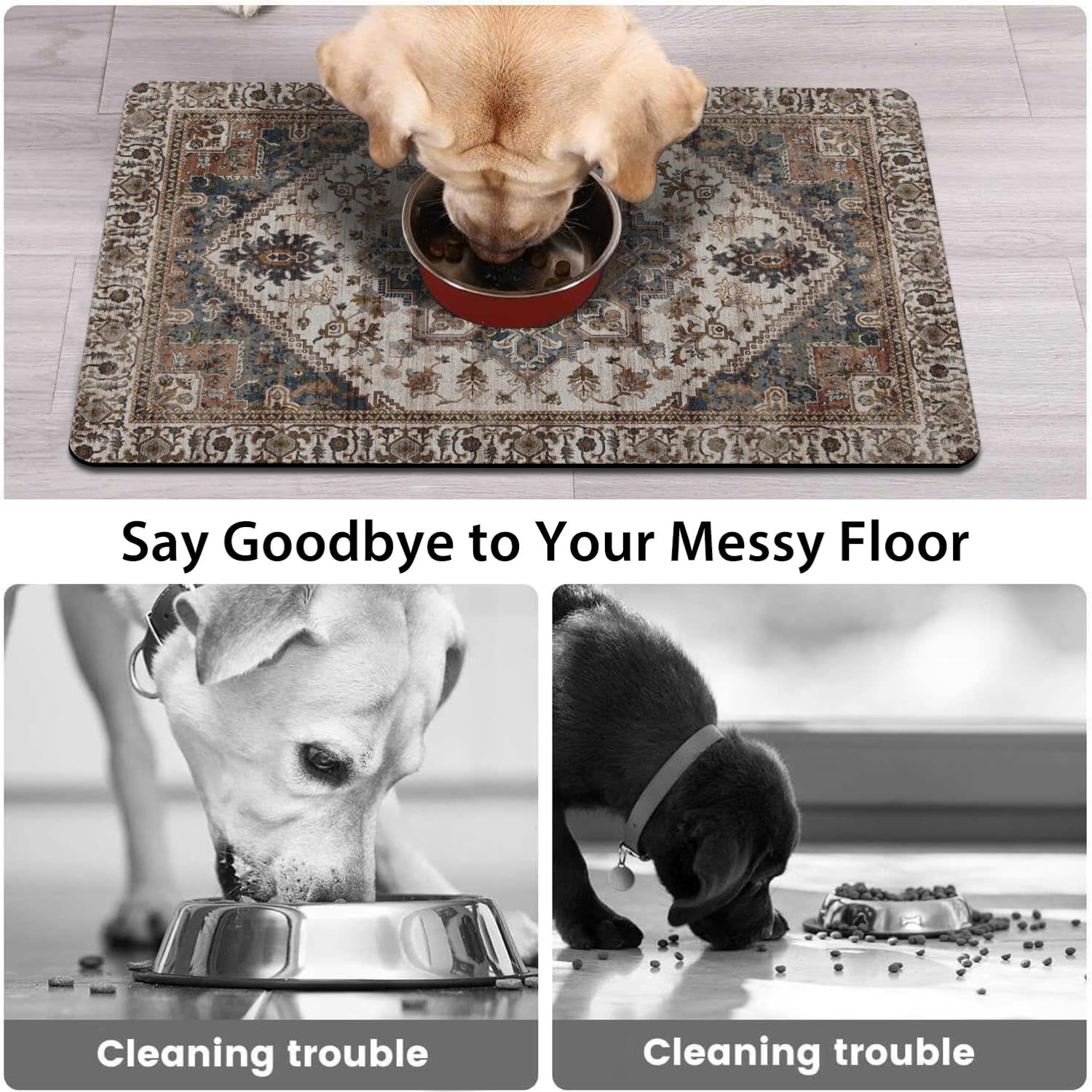 Tapis séchage rapide QXWREL – idéal pour limiter les flaques autour des bols.