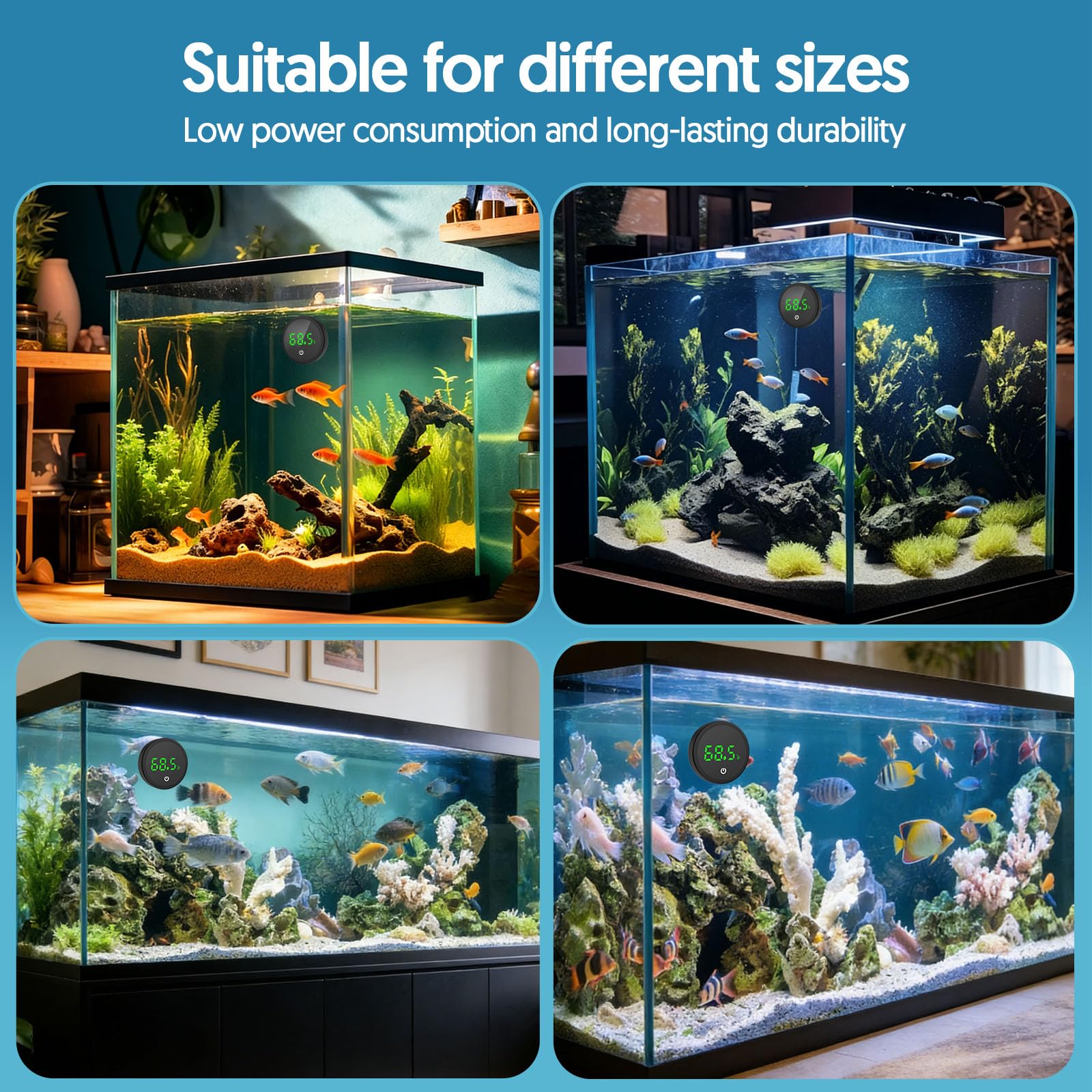 QZQ thermometre aquarium affichage Celsius Fahrenheit