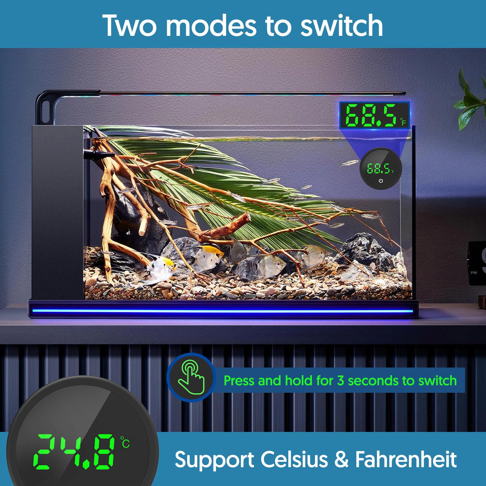 QZQ thermometre aquarium installation exterieure sans outil