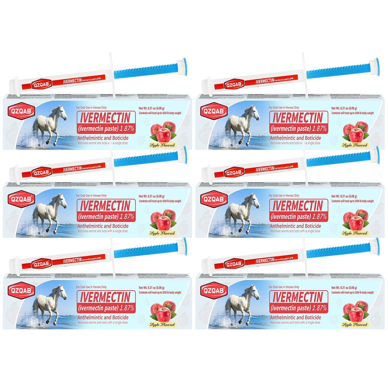 QZQAB pâte ivermectine pour cheval saveur pomme, administration facile.