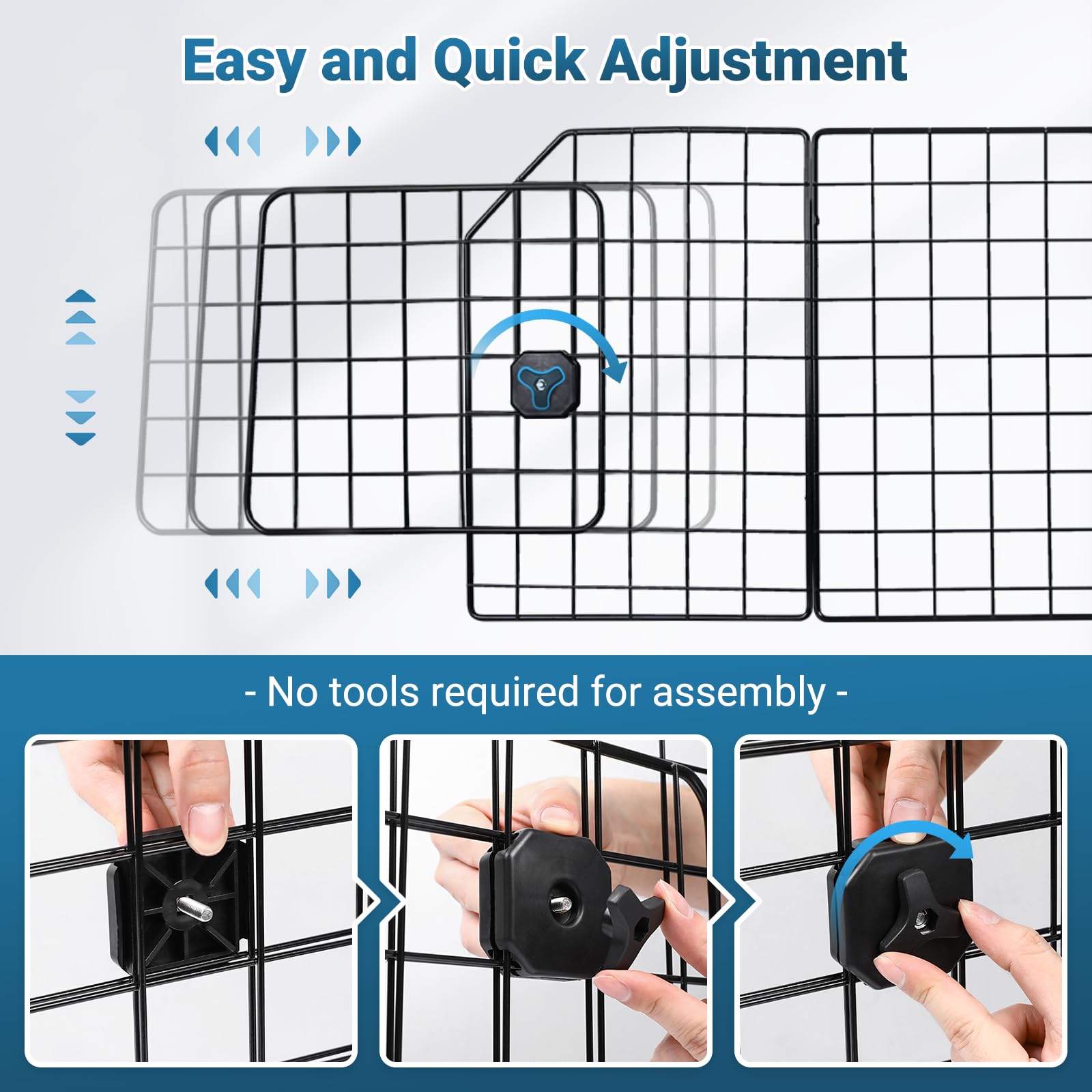 Barrière Rabbitgoo panneaux latéraux et principal ajustables pour espace varié.
