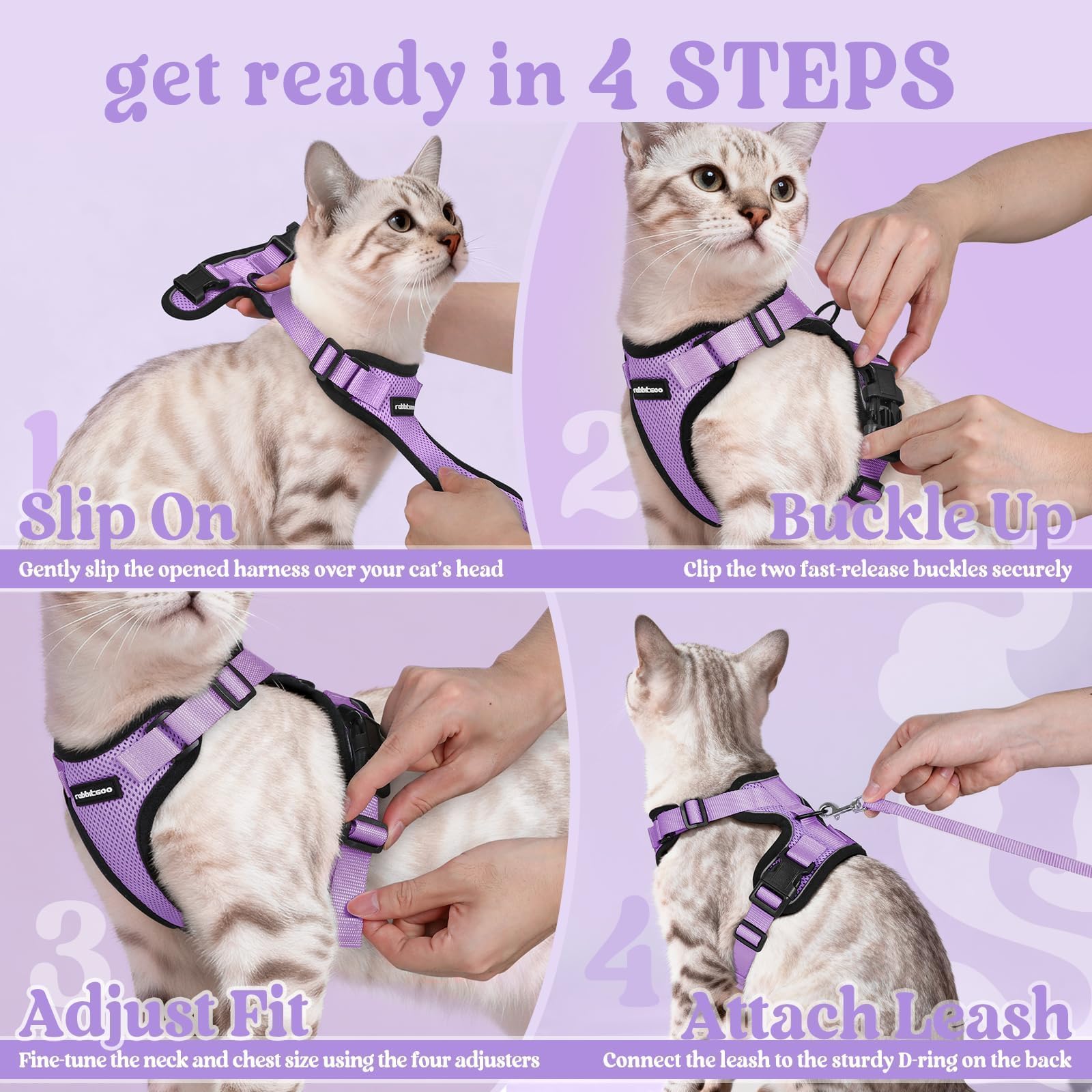 Confort mesh rabbitgoo avec ventilation efficace pour chats actifs.