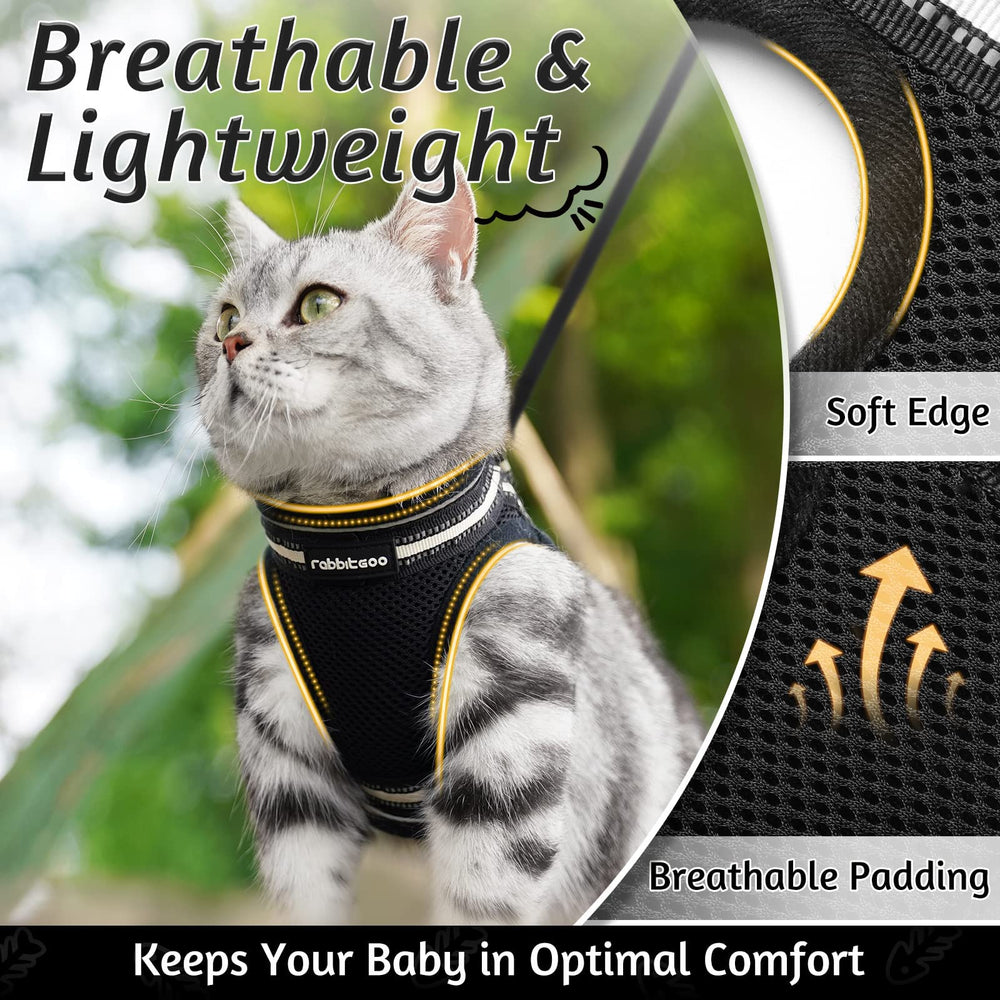 rabbitgoo harnais-chat doublure douce en maille respirante pour confort du chat