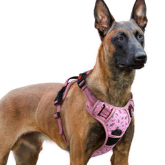 harnais rabbitgoo floral rose xl en vue avant, confort et sécurité pendant les promenades.