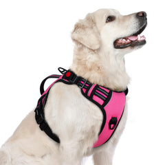 Rabbitgoo harnais pour chien grand avec 3 boucles, rose, facile à mettre