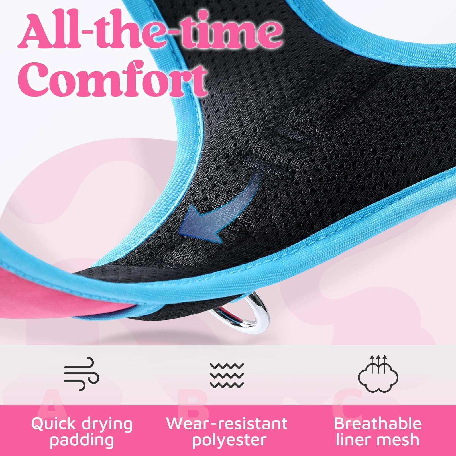 rabbitgoo harnais grand, réglages à quatre curseurs pour un ajustement personnalisé.