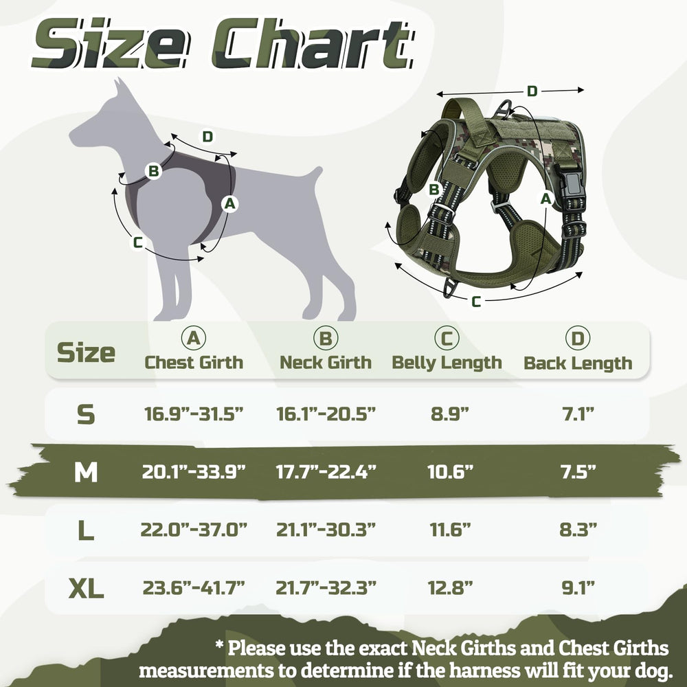 Harnais Rabbitgoo tactique moyen vue arrière, ajustement confortable pour chiens de taille moyenne.