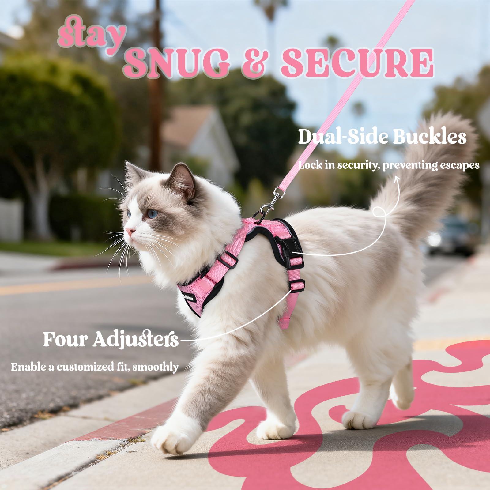 Harnais Rabbitgoo design gilet, style coloré pour votre chat.