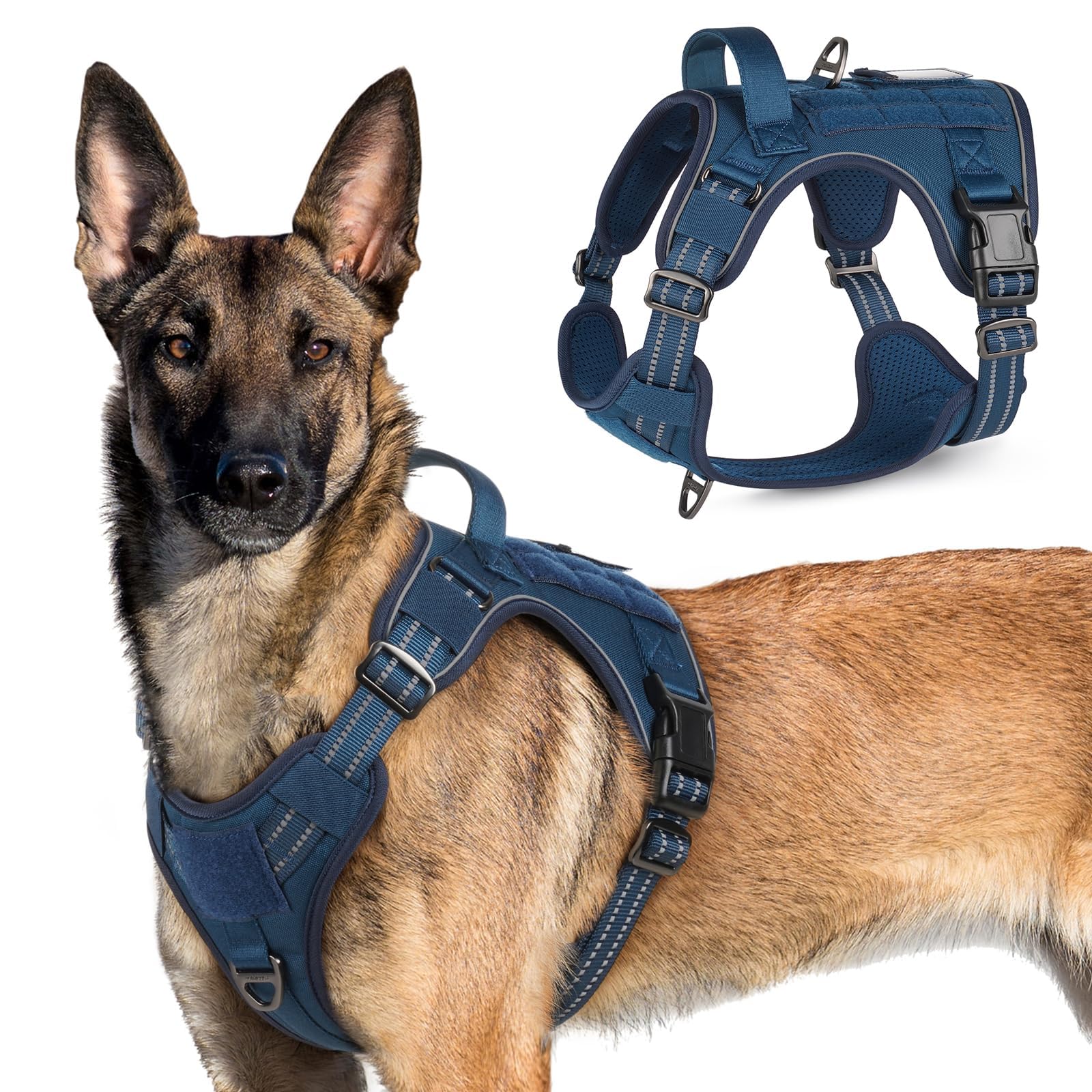 Harnais rabbitgoo tactique pour chien grande taille avec poignée pour un contrôle accru