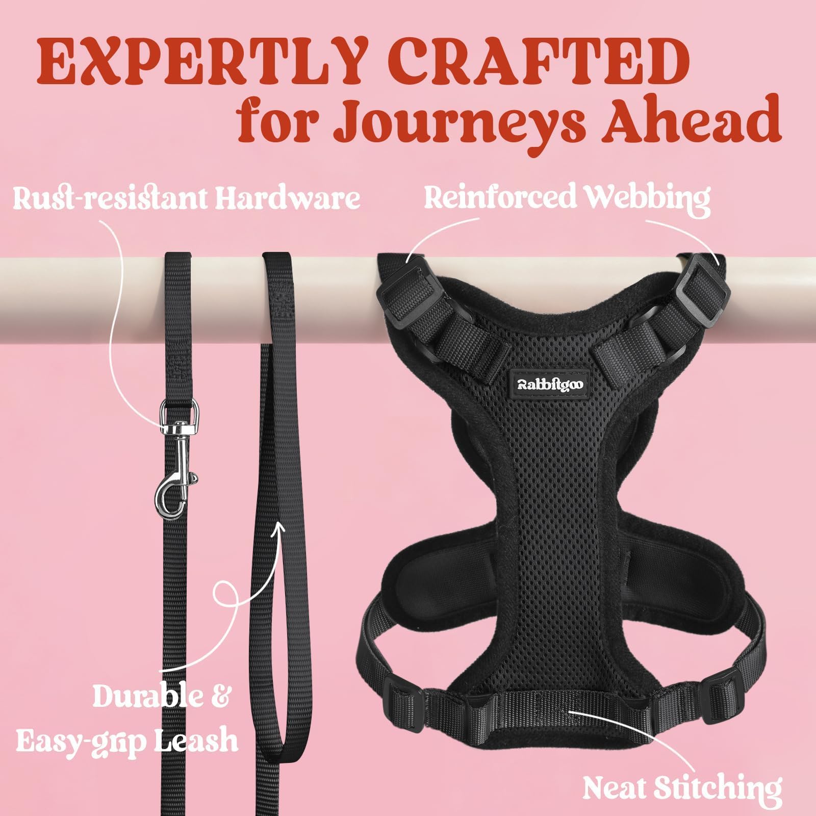 Laisse incluse pour promenades sécurisées et pratiques.