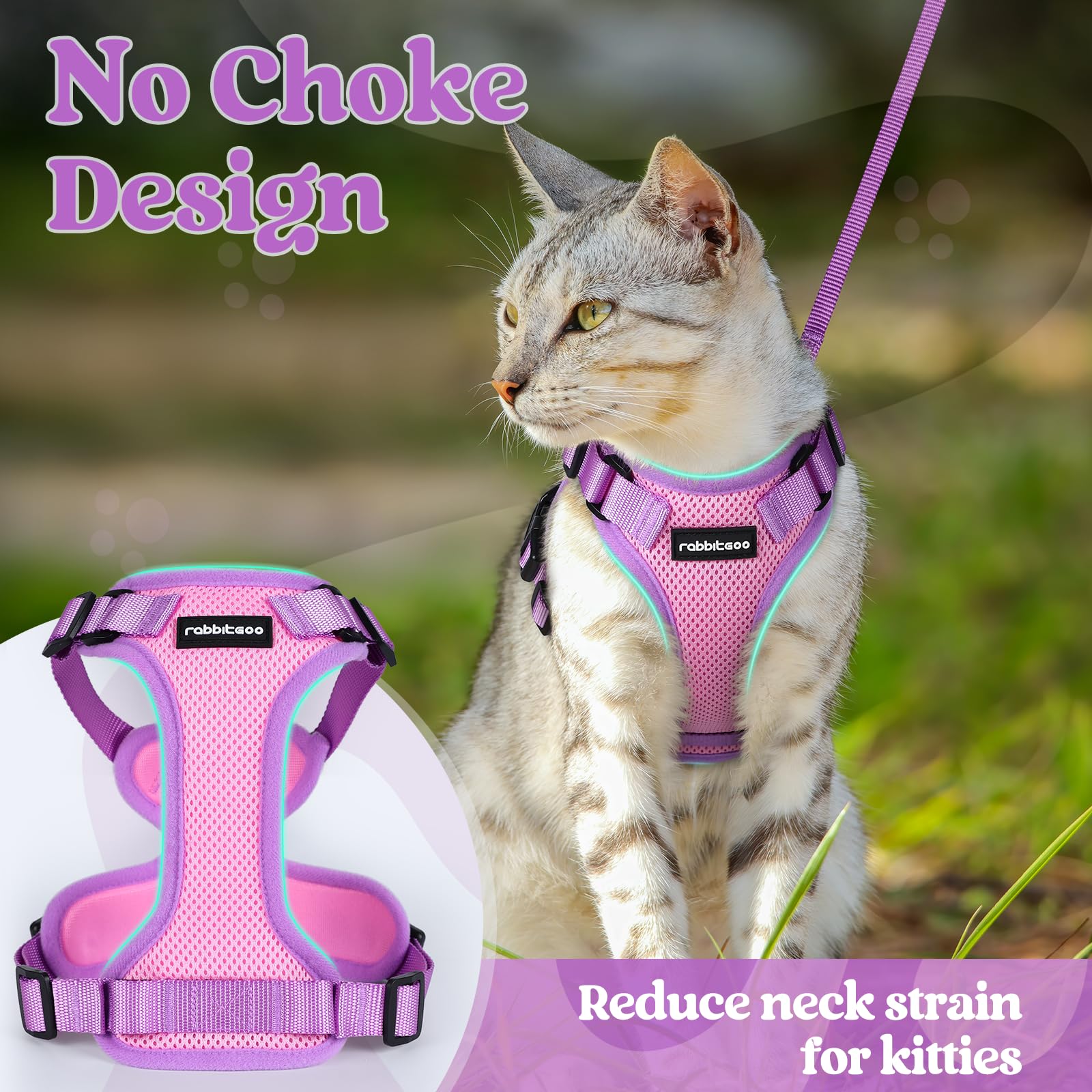 Laisse rabbitgoo avec crochet pivotant à 360° pour éviter les enchevêtrements.