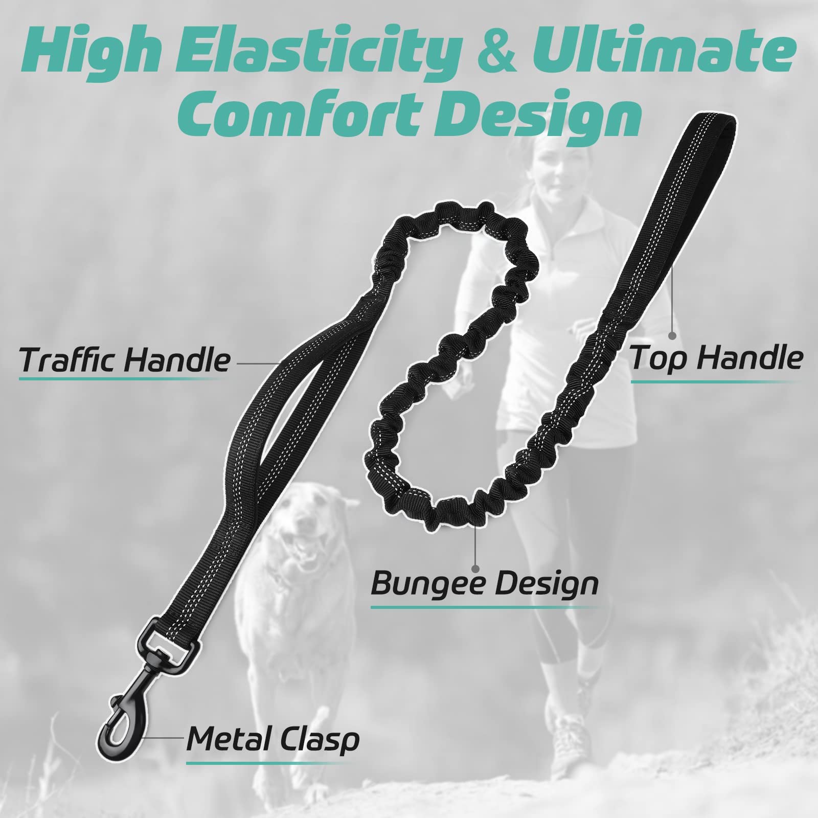 rabbitgoo Laisse avec crochet métallique rotatif pour attache rapide et sans enchevêtrements