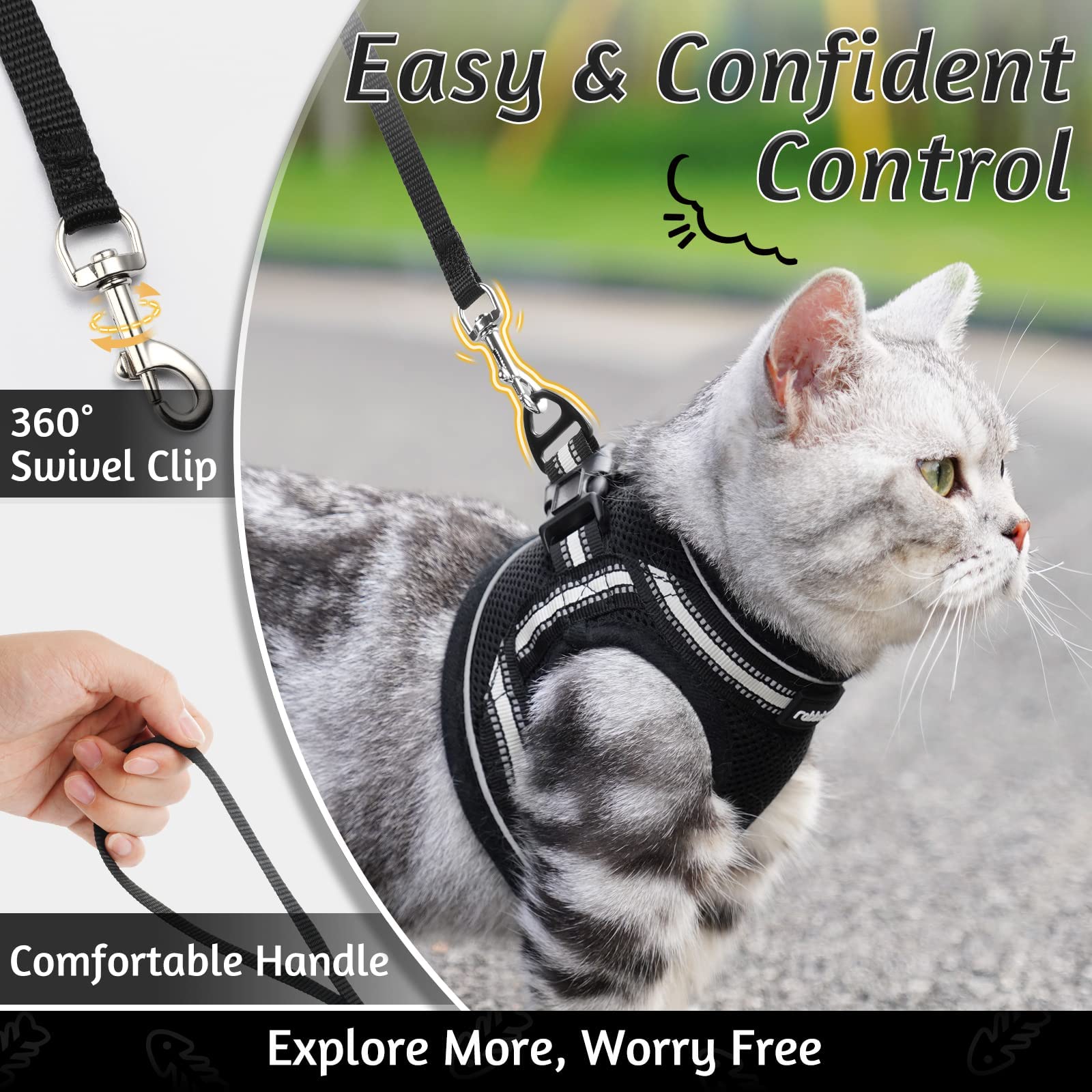 rabbitgoo système ajustable harnais-chat pour grandir avec votre chat