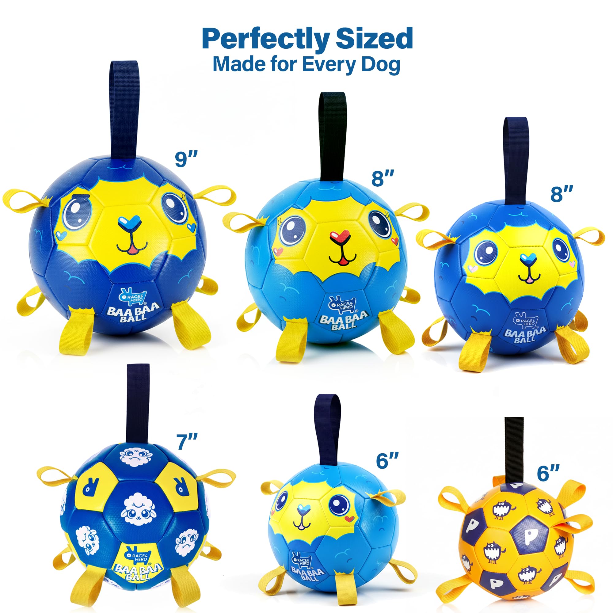 Race&Herd BaaBaaBall durable, adaptée aux chiens actifs et robustes.