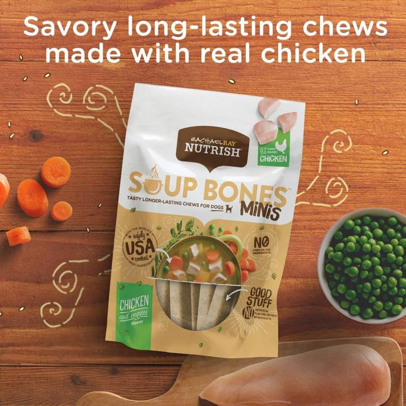 Rachael Ray Nutrish Soup Bones Minis goût poulet et légumes, texture appétissante