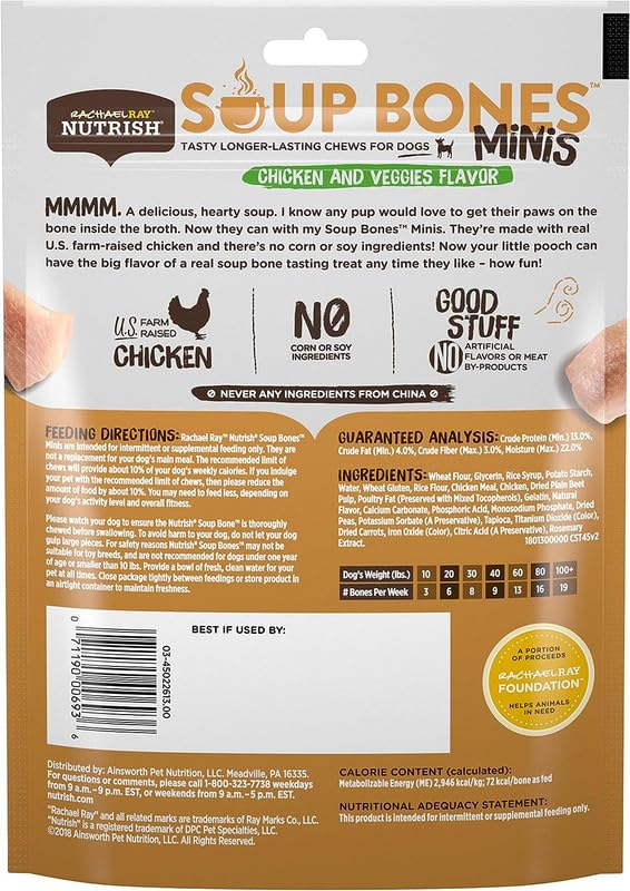 Rachael Ray Nutrish Soup Bones Minis texture tendre et centre savoureux