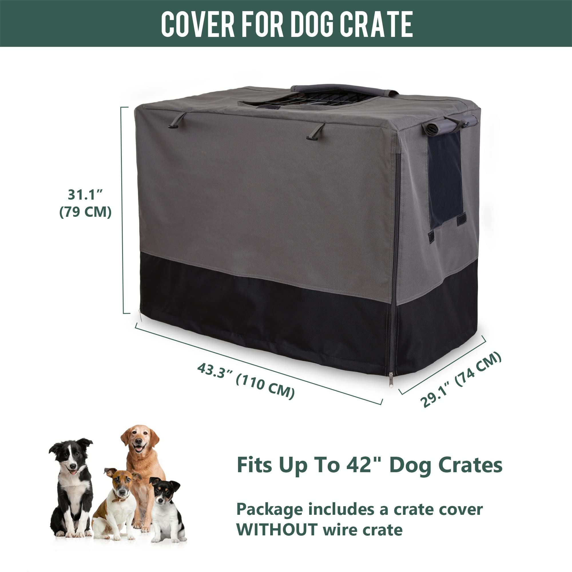 Rachmi Cache-Caisse Chien 42 Pouces—maillage lateral et rideau pour ventilation