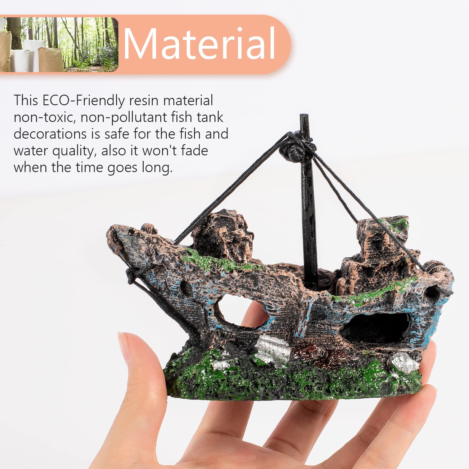 Raeasily navire naufragé – élément décoratif durable et sûr.
