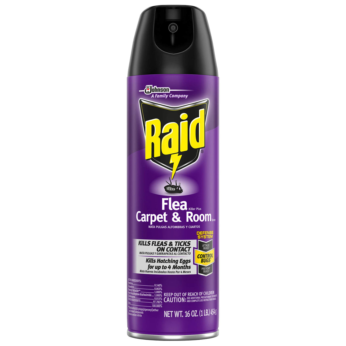 Raid Éliminateur Puces pulvérisateur: outil pratique pour traiter les zones infestées dans la maison.