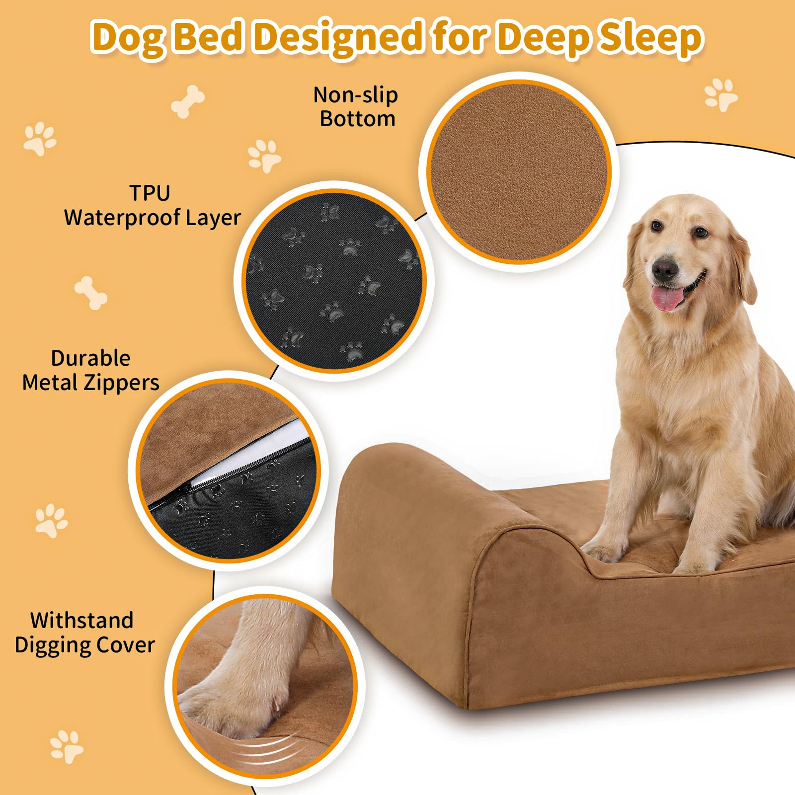 Matelas Rainmr mémoire trois couches, confort et soutien articulations chiens.