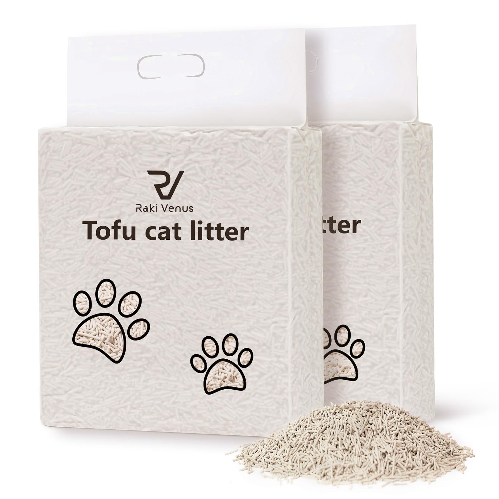 Litière tofu Raki Venus: pellets saveur originale favorisant une agglomération rapide.
