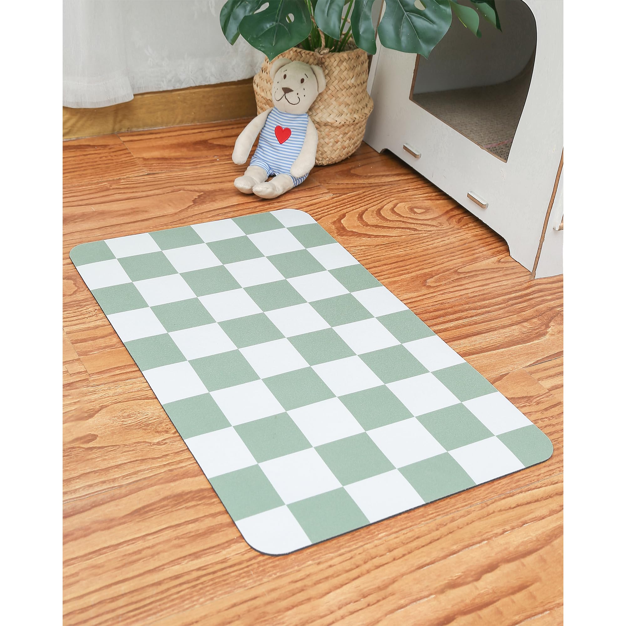 Ralxion Tapis absorbant damier, absorbe rapidement les éclaboussures et garde la zone propre.