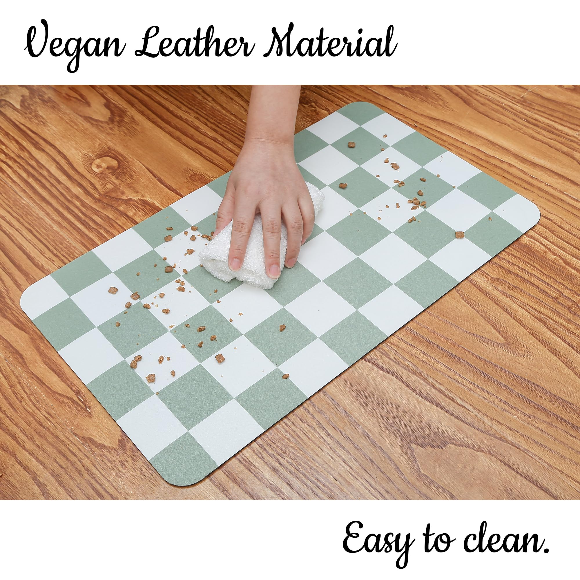 Ralxion Tapis damier vert sauge, esthétique rétro moderne pour la cuisine.
