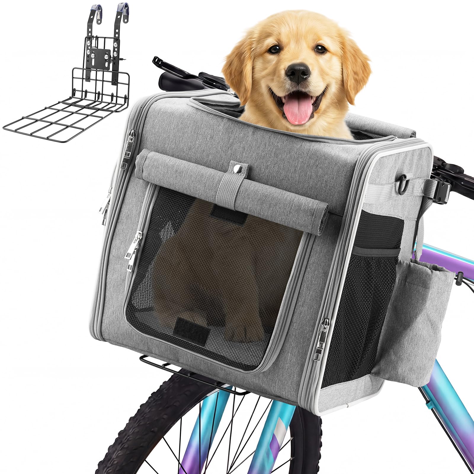 Ramalto Panier vélo chien stable monté sur guidon pour trajets sécurisés.
