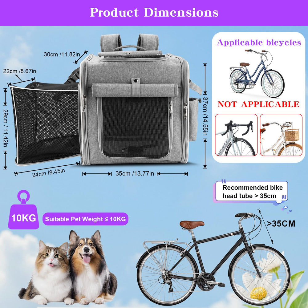 Ramalto Panier vélo chien ventilation quatre fenêtres pour un air frais.
