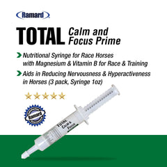 Cheval en entraînement utilisant Ramard Total Calm et Focus pour rester calme et attentif.